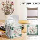 Grace Yonks Retro Tissue Box Cover Square - Mahjong Bamboo Tiles Design 5.2" PU Leather Holder for Vanity, Desk, or Bathroom Counter - Cube Case for Facial Tissues. (107)