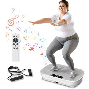 Vibration Plate Exercise Machine - Bluetooth Music & 400LBS Capacity Vibration Plate for Lymphatic Drainage & Weight Loss with 99 Speed Levels, Whole Body Vibration Plate for Home Fitness