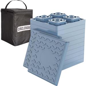 Heavy Duty RV Leveling Blocks 12 Pack, Interlocking Design Camper Leveling Blocks with Packing Bag, Ideal for Leveling Single and Dual Wheels (Gray)