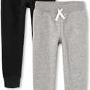The Children'S Place Boys Active Fleece Jogger Sweatpants (Large, Black/Heather Gray 2-Pack)