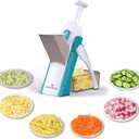 ONCE FOR ALL Safe Mandoline Slicer 5 in 1 Vegetable Cutter, Strips Julienne Dicer Adjustable Thickness 0.1-8 mm for Kitchen Fast Meal Prep (Blue)