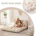 Folding Sofa Bed, Convertible Sleeper Chair with Pillow Foldable Mattress with Back Support, Portable Fold Out Chair Bed Comfy Floor Sofa Lounge for Living Room Bedroom, Beige Twin 80x39 Inch