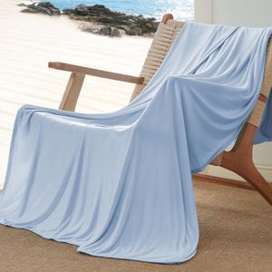 Bedsure Cooling Blanket for Hot Sleepers, Dorm Room Essentials for Girls Guys Cold Throw Blanket for Sleeping, Summer Ice Lightweight Bedding Thin Cool Bed Gifts with Rayon Derived from Bamboo, 50x70 (07- Light Blue)