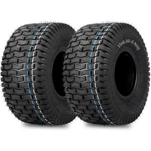15x6.00-6 Lawn Mower Tubeless Tire, 15x6-6 for Tractor Riding Lawn Mowers Front Tire, 2 Pcs, 4 Ply, Turf-V Pattern