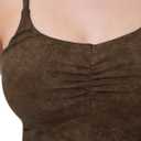 Women's Sweetheart V Neck Tank Top Adjustable Straps Workout Yoga Tops Going Out Basic Casual Crop Cami Shirts (Brown, L)