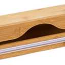 Wall-mounted plastic wrap cutter, foil paper cutting box, multi-grid cutting and storage box (33.3*8*7cm, Bamboo one-grid)