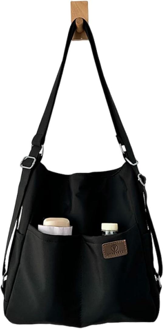 Women's Convertible Backpack Purse - Water-Resistant Nylon Travel Bag - Large Capacity 3-Way Shoulder Tote & Daypack