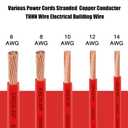 6 Gauge THHN Wire, 15FT Red Stranded Copper Electrical Wire, 600V, Heat & Oil Resistant, Nylon Sheath Building Wire for Indoor/Outdoor Use