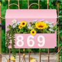 Wall-Mount Mailbox with Flag, Large Capacity Mailboxes for Outside House with Planter & 3 Sets of 0-9 Mailbox Number Stickers, Galvanized Steel Rust-Proof Post Box Metal Mail Box (Pink)