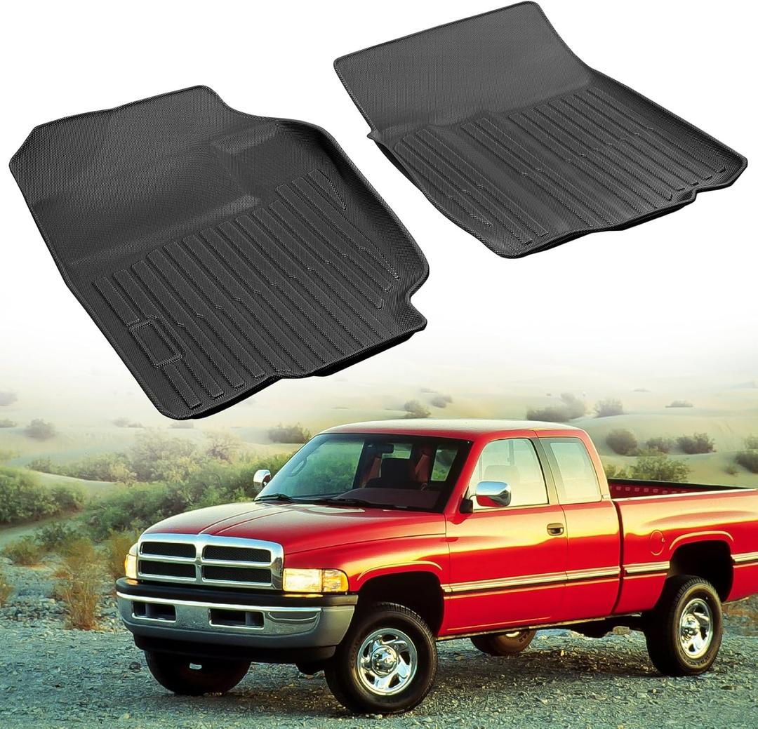 2001-1994 for Dodge Ram 1500 2500 3500 Floor Mats Liner Crew Quad Classic Cab,All Weather Season Protection Truck Front Rubber Carpet Waterproof Tech 2000 2002 1999 1998 1997 1996 1995 Accessories
