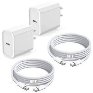 iPhone 17 16 Charger Fast Charging,Apple iPhone USB C Fast Charger Block,2Pack 6FT Type C USB C to C Woven Cable Cord for iPhone 17/17 Pro Max/17 Pro/Air/16 Pro Max/16 Pro/15 Pro Max,iPad Pro/Air/Mini