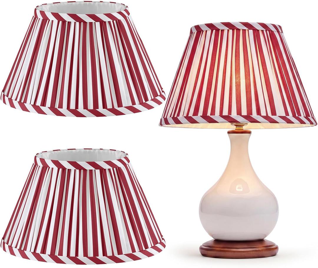 VIHOSE 2 Pack Small Pleated Lamp Shades, 5" Top x 10" Bottom x 5.5" High Bell Fabric Shades for Table Lamps, Small Replacement Lampshades for Table Bedroom Home Decor (Red)