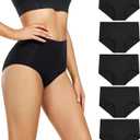 wirarpa Women's Underwear High Waisted Ladies Cotton Panties Soft Full Coverage Briefs 5 Pack (Regular & Plus Size) (XX-Large)