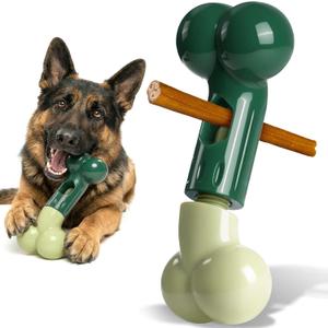 Apasiri Bully Stick Holder for Medium/Large Dogs - Anti-Choking, Prevents Swallowed Ends - Nylon Dog Chew Toy - Dishwasher Safe, Green