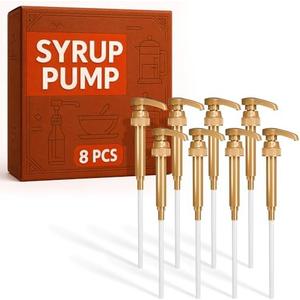 8Pcs Coffee Syrup Pump Dispenser Compatible with Syrup Pump - Creamer Pump for Coffee Syrup Bottle (25.4 oz-750ml) - Syrup Pump Bottle Pump Dispenser Coffee Syrup Pumps ALPENKOK 8Pcs Gold