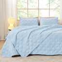 Litanika Oversized King Quilt Bedding Set,120x120Inch Super King Light Blue Comforter Bedspreads Lightweight Bed Coverlets Boho Bedding Cover Decor All Season, 3 Pieces (1 Quilt, 2 Pillowcases)