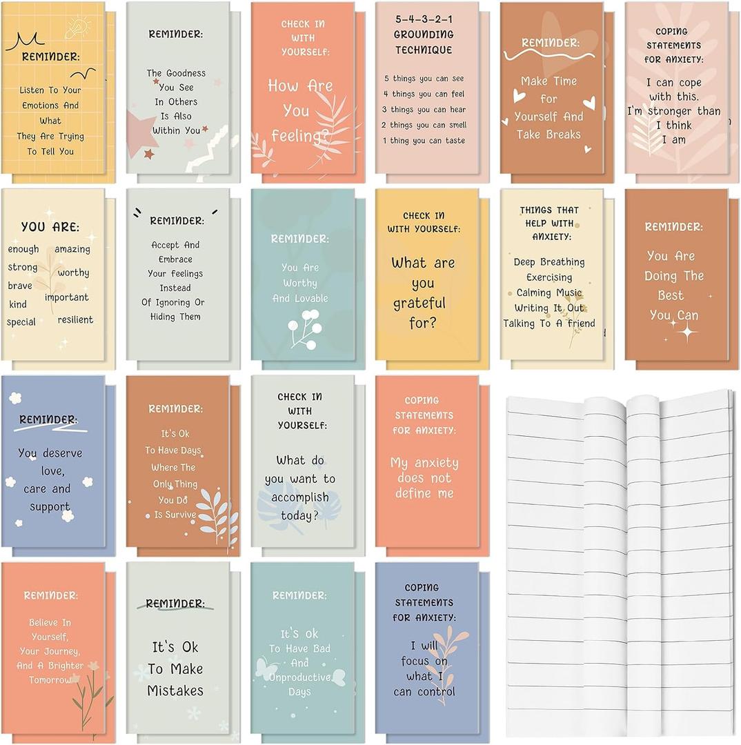 40 Pcs Mental Health Awareness Items Positive Affirmation Journal Bulk Notebook Self Care Notepads Mothers Day Gifts Bulk for Women Gratitude Inspirational Mental Health Items for Employee Coworker