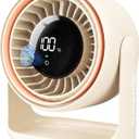 Gaiatop Desk Fan, 7.7 Inch Ultra Quiet Rechargeable 4000mAh Battery Operated Fan, Touch Control LED Display, 5 Speeds Strong Wind, Table Desktop for Bedroom Office Dorm Home, Gift for Women Men, Beige