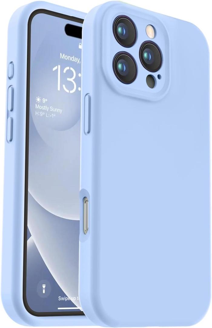 Vooii Compatible with iPhone 16 Pro Case, Liquid Silicone Upgrade [Camera Protection] [Soft Anti-Scratch Microfiber Lining] Shockproof Phone Case for iPhone 16 Pro 6.3 inch - Light Blue