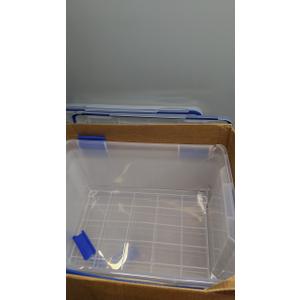 IRIS USA WeatherPro 60 Qt Storage Bins with Lids, 3 Pack, BPA-Free Plastic Gasket Box with Tight Latch and Seal, Stackable Nestable Tote Tub - Clear/Blue