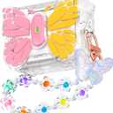 R-fun for AirPods Pro 3 Case Butterfly Artistry - Auto Pop-Up Lid & Kickstand, Military-Grade 360 Protection, with Beautiful Bracelet & Cleaning Kit for AirPods Pro 3 Gen, Pink Yellow