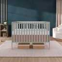 Dream On Me Synergy 5-in-1 Convertible Full-Size Baby Crib with Toddler, Day & Full Bed Conversion in Cool Grey, GreenGuard Gold & BSA, 3 Mattress Heights, Sustainable Pinewood