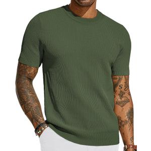 PJ PAUL JONES Men's T-Shirts Casual Knit Short Sleeve Crewneck Honeycomb Waffle Solid Knitted Pullover Tees (XX-Large, Armygreen) PJ PAUL JONES Men's T-Shirts Casual Knit Short Sleeve Crewneck Honeycomb Waffle Solid Knitted Pullover Tees (XX-Large, Armygreen)