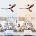 heimo 52 Inch Ceiling Fan with Light and Remote,Wood Outdoor Ceiling Fans with Lights Dimmable for Bedroom Living Room Patios Kitchen Modern 3 Blade Propeller Indoor Fan (Walnut)