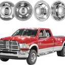 4pcs 17 Protective Polished Stainless Steel Dually Wheel Simulators, Waterproof Replacements Bolt On Wheel Cover Removable Centre Cap,8 Lug Hubcap Fit for 03-18 Dodge Ram 3500 W/Install Tool