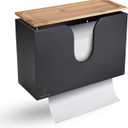 Bamboo Paper Towel Dispenser/Holder with Lid for Home and Commercial, Wall Mount or Countertop for Multifold, C Fold, Z fold, Trifold Hand Towels (Black)