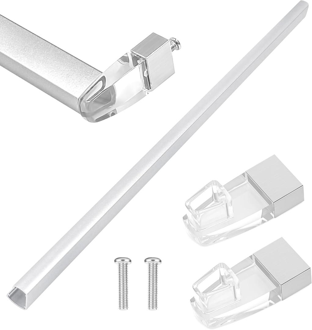 Glass Shower Door Towel Bar 30" Bright Chrome Compatible with Alumax Basco Sliding Shower Door Handle Replacement w/Silver Transparent Brackets Fits Framed Shower/Tub Enclosure Doors Up to 31" Wide