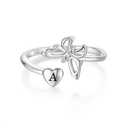 STARCHENIE Butterfly Initial Ring for Women 925 Sterling Silver Letter B Alphabet Adjustable Ring Size 7