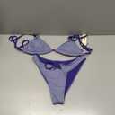 seamoly Women's Bikini Sets Tie Back Bowknot Two Piece Swimsuits Triangle Thong Bathing Suit Gingham Floral Cherry Printing Size XS