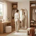 57"x17" Floor Mirror Full Length, Arched Full Length Mirror with Stand, Full Body Mirrors for Bedroom Living Room or Cloakroom Black
