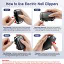 Electric Nail Clipper, Electric Nail Trimmer with Light and Nail Scraps Storage, Electric Toenail Clippers with Polishing, Rechargeable Electric Automatic Nail Clipper for Seniors, Women, Men (Black)