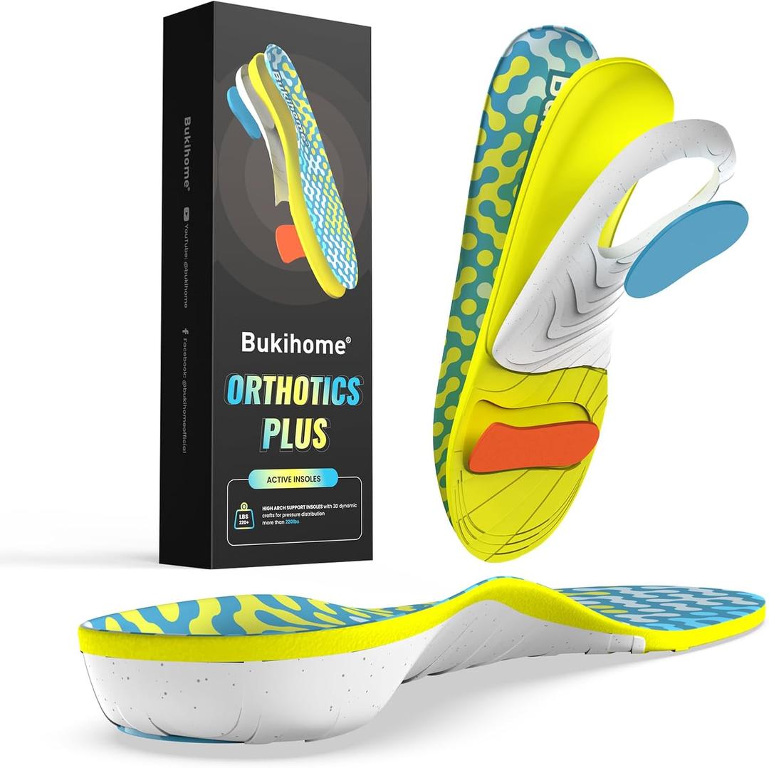 Orthotic High Arch Support Inserts for Plantar Fasciitis, Flat Feet - Rigid Arch Support with Deep Heel Cup & Shock Absorption | Correct Overpronation, Velvet Comfort (Men/Women), L, Men(9-9.5)