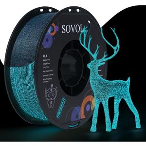 Sovol 3D Printer Luminous Filament, Glow in The Dark PLA 1kg (2.2 lbs) Spool 3D Printing Materials, Dimensional Accuracy +/- 0.03 mm, 1.75 mm, Shiny Blue