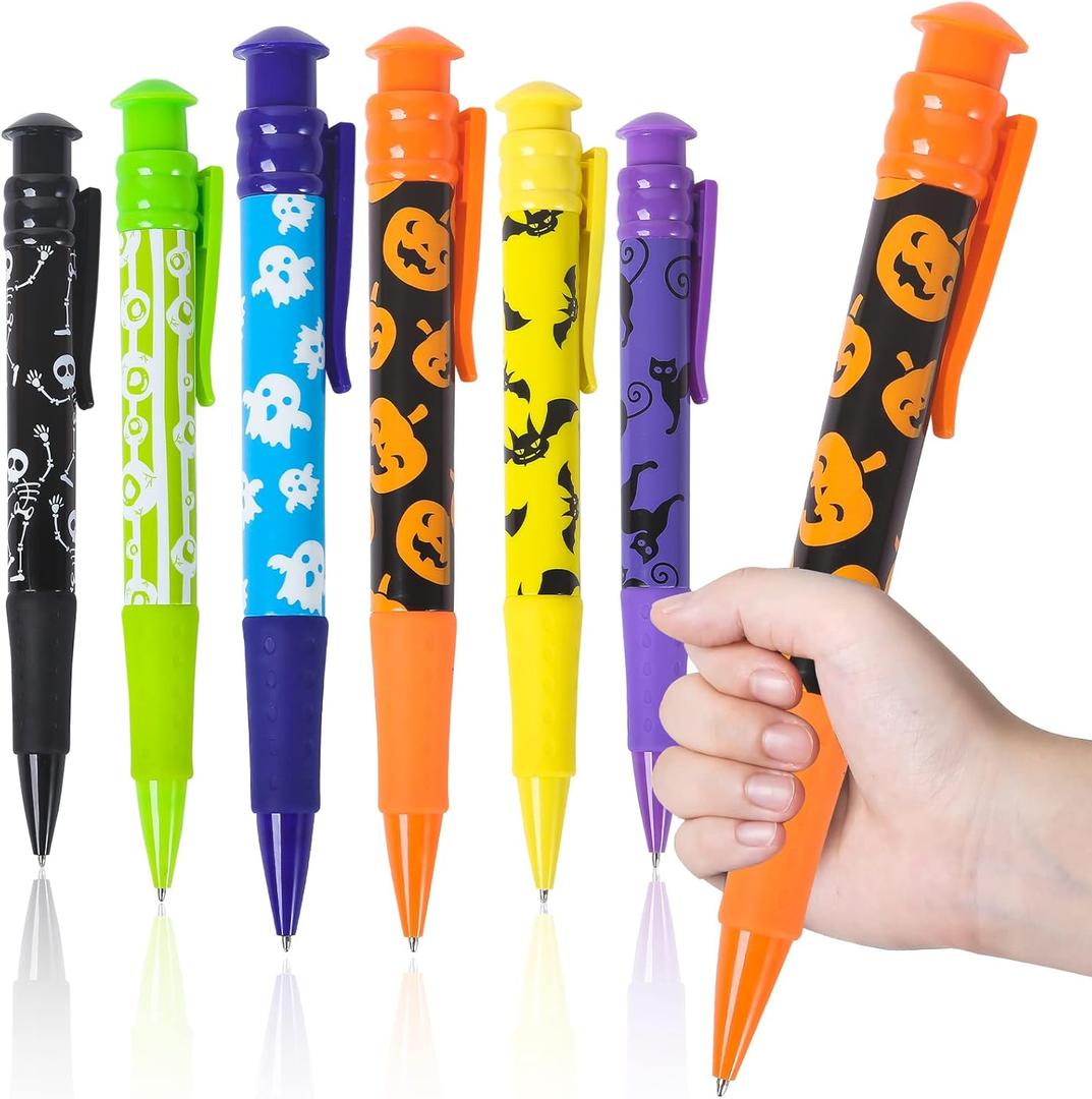 Letapapa Halloween Party Favor for Kids, 24 Pcs Halloween Jumbo Pens in 6 Designs, Halloween Toys, Goodie Bag Stuffers Fillers, Trick or Treat, School Classroom Rewards