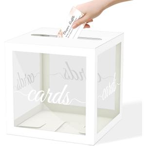White Clear Cards Box, White Cards Receiving Box For Wedding, Engagement, Birthday, Bridal or Baby Shower, Graduation, Anniversaries Party Decorations Supplies