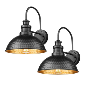 Outdoor Barn Light Fixture, 11.5” Farmhouse Exterior Wall Sconce, Industrial Wall Mount Porch Light, Weather Resistant Outside Lighting for Patio Garage Yard, E26 Base, Oil Rubbed Bronze, 2 Pack