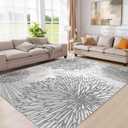 WITSHOCK 9x12 Washable Rug for Living Room,Modern Floral Distress Print Pattern Area Rugs,Stain Resistant with Non Slip Backing Carpet for Dining Room,Bedroom & Home Decor,Grey White