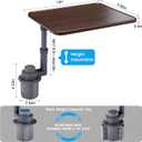 Car Desk for Laptop & Tablet, 360 Swivel Base, Cup Holder Mounted Wood Composite Tray, Tool-Free Setup, Heat Resistant, Fits 2.753.93 Inch Cup Holders, Compatible Tesla Y/3/S & Ford F150