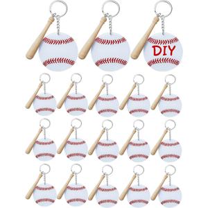 Taiyin 18 Sets Baseball Softball Acrylic Keychain Bulk DIY Ball Bag Tag Sports Party Favors Mini Ball Charms for Team Gifts(White,Baseball)