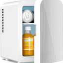 Antarctic Star Compact Refrigerator, Portable Mini Fridge, Skin Care 4L Capacity/6 Cans, for Bedroom, Car, Office & Dorm, Small Cooler for Cosmetics, Magnetic Brushed Stainless Steel Door, White