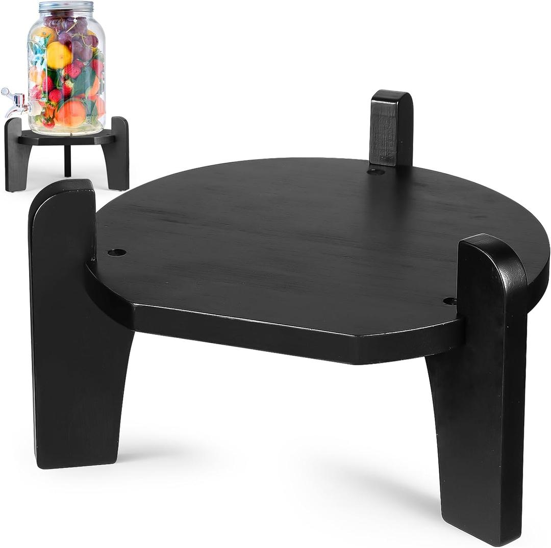 Roshtia 1 Pcs Beverage Dispenser Stand Bamboo Wood Drink Dispenser Stand Fits 6-8" Diameter of Glass Jar Base for Glass Beverage Water Jug Containers (Black)