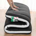 Japanese Floor Mattress, 4" Japanese Futon Mattress, Foldable & Portable Shiki Futon (shikibuton), Roll Up Thicken Sleeping Mattress Tatami Mat Sleeping Pad for Camping (Black, 60 x 80)