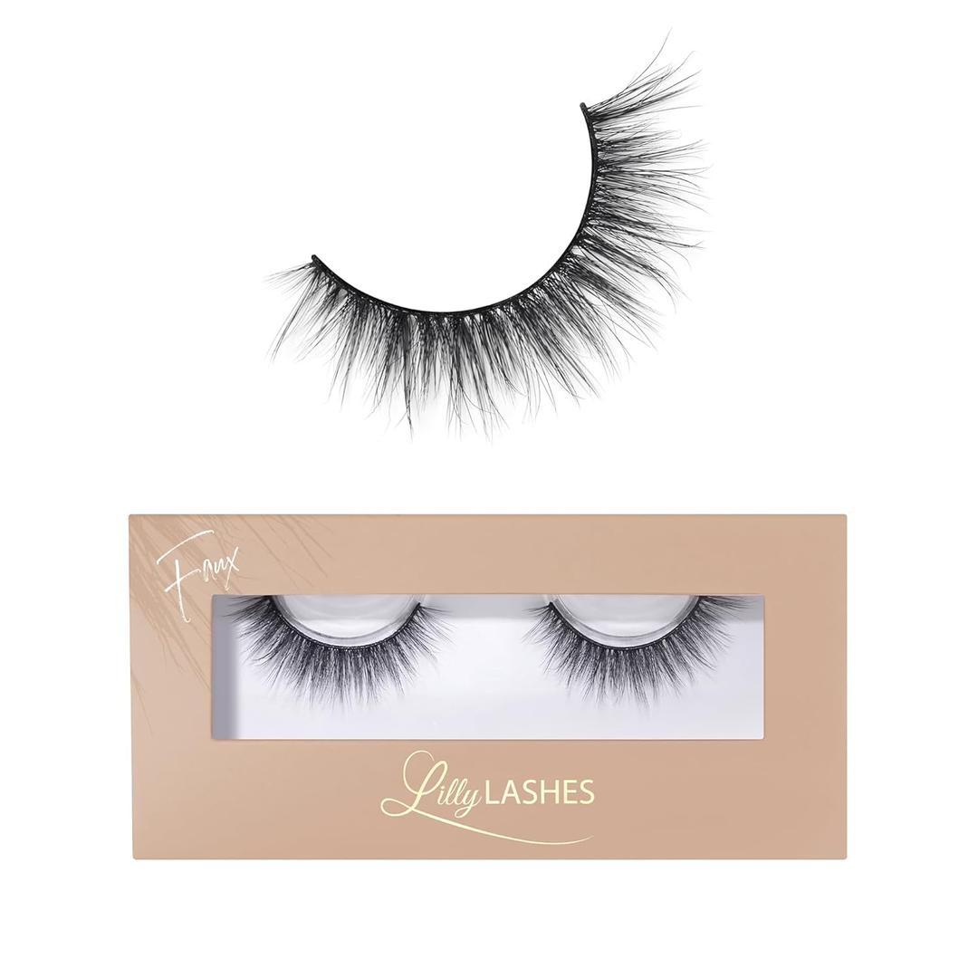 Lilly Lashes Everyday Blushing Natural Lashes, Faux Mink Natural Eyelashes, False Eyelashes Everyday Use, Individual Lashes Reusable up to 20x, No Lash Glue Included (13mm)
