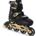 Nattork Kids Inline Skates Adjustable Light up Wheels Blades Roller for Boys Girls- TeenYouth Age 6-12 - Cool Racing Car Decorations Indoor Outdoor Birthday Gift for Son and Grandson (Medium(13C-3 US), Golden)
