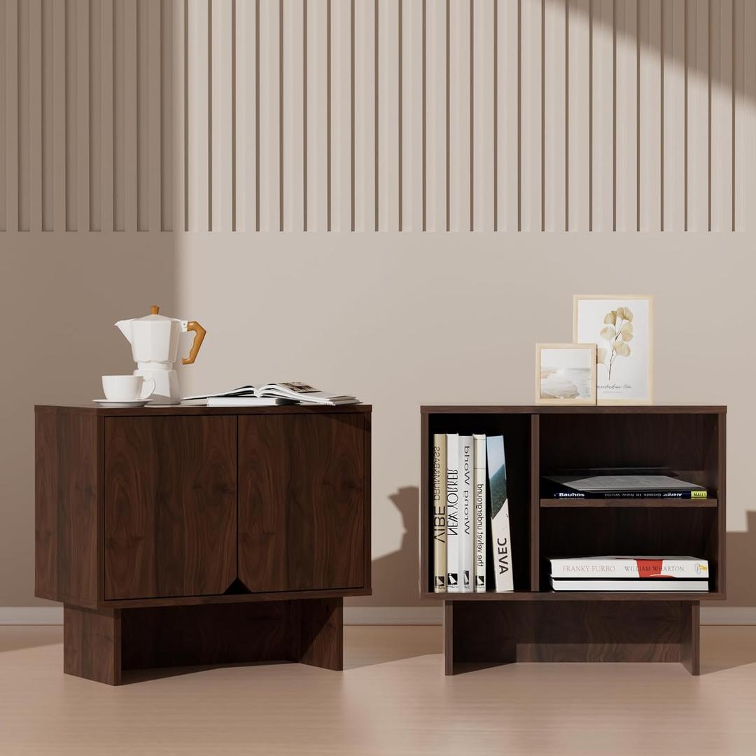 Lab Cosi Nightstand Set of 2,Modular Storage Bedside Table, Also Used as with End Table,Coffee Table,Nightstand with Adjustable Shelf for Living Room, Kitchen,Dining Room Entryway,Bedroom,Walnut