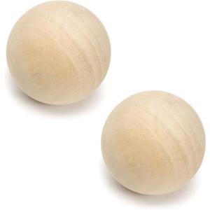 CYS EXCEL 5" Decorative (2 PCS) Round Unfinished Sphere | DIY Arts & Crafts Wooden Balls, Natural Wood